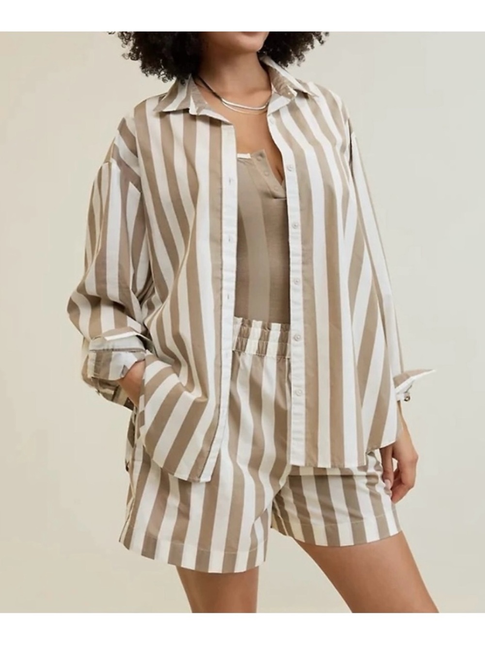 Aerie | good day striped oversized boyfriend poplin cotton shirt